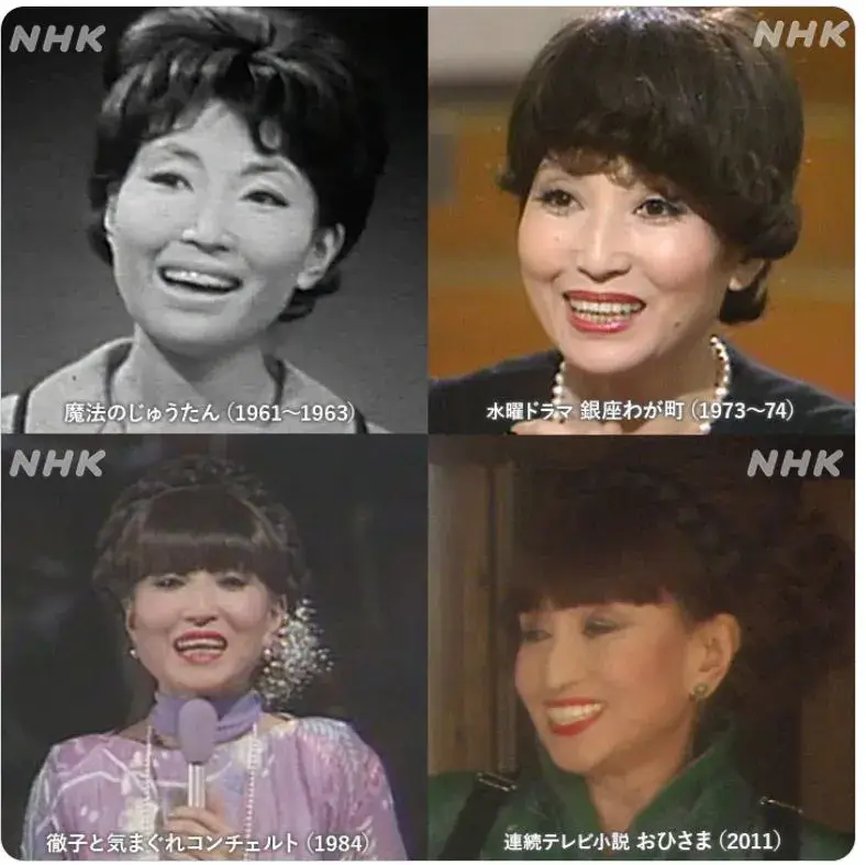 黒柳徹子の年収や資産を感じさせる、1960年代から2010年代までのテレビ出演時の姿を並べた画像